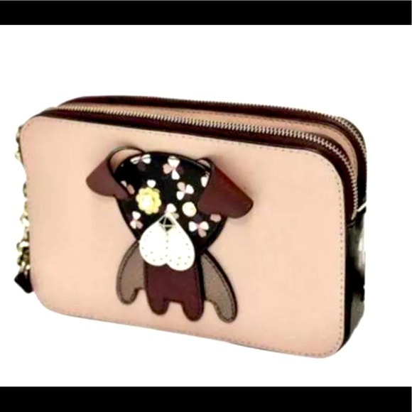 Kate Spade Dog Leather Chain Crossbody Clutch Cute - Picture 2 of 4